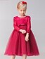 cheap Flower Girl Dresses-A-Line Tea Length Flower Girl Dress - Lace / Tulle Long Sleeve Jewel Neck with Bow(s) / Sash / Ribbon by LAN TING BRIDE®