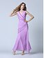 Χαμηλού Κόστους Βραδινά Φορέματα-Τρομπέτα / Γοργόνα Ανοικτή Πλάτη Επίσημο Βραδινό Φόρεμα Λαιμόκοψη V Αμάνικο Μέχρι τον αστράγαλο Τούλι με Χάντρες Πούλιες 2020