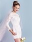 cheap Wedding Dresses-Sheath / Column Jewel Neck Short / Mini Lace Made-To-Measure Wedding Dresses with Bowknot / Sash / Ribbon / Pocket by LAN TING BRIDE® / See-Through