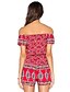cheap Women&#039;s Jumpsuits &amp; Rompers-Women&#039;s Print Red Jumpsuits,Boho Boat Neck Short Sleeve