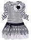 cheap Dresses-Girls&#039; Stripes Striped Patchwork Long Sleeve Dress White