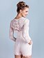 cheap Wedding Dresses-Sheath / Column Jewel Neck Short / Mini Lace Made-To-Measure Wedding Dresses with Bowknot / Sash / Ribbon / Pocket by LAN TING BRIDE® / See-Through