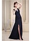 cheap Bridesmaid Dresses-A-Line V Neck Floor Length Chiffon Bridesmaid Dress with Side Draping / Split Front by