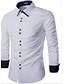 זול חולצות לגברים-אנשיו של חולצה חלק כותנה שרוול ארוך יום יומי שחור / כחול / לבן