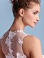 olcso Menyasszonyi ruhák-A-vonalú Esküvői ruhák Ékszer Földig érő Tüll Ujjatlan Átlátszó val vel Virág 2020