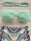 お買い得  ビキニ-Women&#039;s Swimwear Bikini Normal Swimsuit Striped Light Green Halter Neck Bathing Suits Floral High Rise