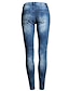 baratos Calças de mulher-Mulheres Moda de Rua Diário Delgado / Jeans Calças - Sólido rasgado Algodão Azul Escuro S M L