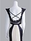 billige Ballkjoler-Mermaid / Trumpet Color Block Prom Formal Evening Dress V Neck Sleeveless Ankle Length Satin with Lace 2020