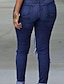 cheap Women&#039;s Pants-Women&#039;s Solid Vintage Slim Hole Resile Casual Pant