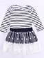 cheap Dresses-Girls&#039; Stripes Striped Patchwork Long Sleeve Dress White