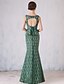 cheap Evening Dresses-Mermaid / Trumpet Vintage Inspired Formal Evening Dress Scoop Neck Sleeveless Floor Length Lace with Pearls 2020