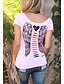 cheap Women&#039;s T-shirts-Women&#039;s Print Cut Out T-shirt - Cotton Simple Street chic Going out V Neck Pink