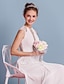 billiga Brudklänningar-Åtsmitande Prydd med juveler Svepsläp Chiffong Bröllopsklänningar tillverkade med Rosett / Draperad / Spets av LAN TING BRIDE® / Genomskinliga