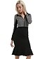 cheap Women&#039;s Dresses-Women&#039;s Vintage Cotton Bodycon Dress - Houndstooth Ruffle V Neck