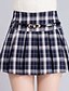 cheap Women&#039;s Skirts-Women&#039;s Casual / Daily Simple Plus Size Cotton A Line Skirts - Plaid Layered / Ruffle Red Blue