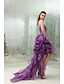 זול שמלות ערב-נשף נוצץ וזוהר שמלה מסיבת קוקטייל א-סימטרי ללא שרוולים לב (סוויטהארט) אורגנזה עם חרוזים קפלים 2024