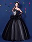 cheap Evening Dresses-Ball Gown Little Black Dress Formal Evening Dress Strapless Sleeveless Floor Length Organza Satin with Appliques 2020