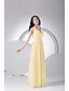 cheap Bridesmaid Dresses-Sheath / Column V Neck Floor Length Chiffon Bridesmaid Dress with Side Draping by LAN TING BRIDE®