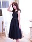 cheap Special Occasion Dresses-A-Line / Fit &amp; Flare Scoop Neck Tea Length Lace / Tulle Little Black Dress Cocktail Party / Prom Dress with Appliques / Lace by LAN TING Express