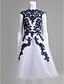 Χαμηλού Κόστους Φορέματα για Ειδικές Περιστάσεις-Γραμμή Α Εφαρμοστό &amp; Εμβαζέ Μπλοκ χρωμάτων Φόρεμα Κοκτέιλ Πάρτι Χοροεσπερίδα Μέχρι το γόνατο Αμάνικο Ζιβάγκο Τούλι με Διακοσμητικά Επιράμματα 2024