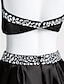 cheap Prom Dresses-Two Piece A-Line Celebrity Style Two Piece Cocktail Party Prom Dress Sweetheart Neckline Sleeveless Short / Mini Charmeuse Sequined with Crystals Sequin