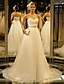 cheap Wedding Dresses-A-Line Sweetheart Neckline Chapel Train Organza Made-To-Measure Wedding Dresses with Beading / Draping / Button by LAN TING BRIDE®