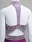 ieftine Rochii Ocazii Speciale-Linia -A / Mulată Gât Înalt Lungime Genunchi Șifon Rochie cu Mărgele / Detalii Cristal de TS Couture®
