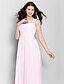 cheap Bridesmaid Dresses-A-Line Scoop Neck Ankle Length Chiffon Bridesmaid Dress with Lace / Criss Cross by LAN TING BRIDE®