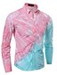 billige Herreskjorter-Herre Farveblok Skjorte - Bomuld Afslappet / Hverdag Arbejde Gul / Lys pink / Langærmet