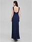 cheap Special Occasion Dresses-Sheath / Column Furcal Dress Formal Evening Ankle Length Sleeveless Scoop Neck Georgette with Side Draping 2024