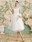 olcso Menyasszonyi ruhák-Mennyegző Kis fehér szoknyák Esküvői ruhák A-vonalú Kanálnyak Pántok Midi Csipke tüllön Menyasszonyi ruhák Val vel Rátétek 2024