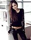 cheap Women&#039;s Blouses &amp; Shirts-Women&#039;s Solid Colored Lace Blouse Street chic Going out Black