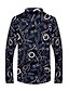 cheap Men&#039;s Casual Shirts-Men&#039;s Shirt Geometric Classic Collar Navy Blue Long Sleeve Daily Weekend Print Slim Tops Vintage / Spring / Fall