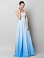 cheap Prom Dresses-Sheath / Column Prom Formal Evening Dress Strapless Sleeveless Floor Length Chiffon Lace with Lace 2020 / Color Gradient