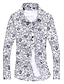 cheap Men&#039;s Shirts-Men&#039;s Floral Print Shirt - Cotton Casual / Daily Plus Size White / Black / Navy Blue / Long Sleeve
