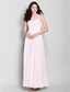 cheap Bridesmaid Dresses-A-Line Scoop Neck Ankle Length Chiffon Bridesmaid Dress with Lace / Criss Cross by LAN TING BRIDE®