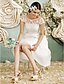 olcso Menyasszonyi ruhák-Mennyegző Kis fehér szoknyák Esküvői ruhák A-vonalú Kanálnyak Pántok Midi Csipke tüllön Menyasszonyi ruhák Val vel Rátétek 2024