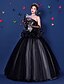 cheap Evening Dresses-Ball Gown Little Black Dress Formal Evening Dress Strapless Sleeveless Floor Length Organza Satin with Appliques 2020
