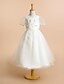 cheap Flower Girl Dresses-A-Line Tea Length Wedding / First Communion Lace / Tulle Short Sleeve Scoop Neck with Lace / Flower