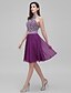 cheap Special Occasion Dresses-A-Line / Fit &amp; Flare High Neck Knee Length Chiffon Dress with Beading / Crystals by TS Couture®