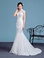 cheap Wedding Dresses-Mermaid / Trumpet High Neck Court Train Lace Tulle Wedding Dress with Lace by