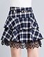 cheap Mini Skirt-Women&#039;s Daily Plus Size Cotton A Line Skirts - Plaid Lace / Layered Ruffle Red Blue S M L