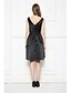 cheap Prom Dresses-A-Line Little Black Dress Cocktail Party Prom Dress V Neck Sleeveless Knee Length Satin with Sash / Ribbon Bow(s) Side Draping 2020