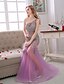 cheap Evening Dresses-Sheath / Column Formal Evening Dress One Shoulder Floor Length Tulle with Pearls Crystals Beading 2020