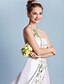 cheap Wedding Dresses-A-Line Wedding Dresses Jewel Neck Chapel Train Satin Sleeveless with Appliques 2020