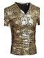 cheap Men&#039;s Casual T-shirts-Men&#039;s T shirt Floral Print Short Sleeve Daily Tops Punk &amp; Gothic Gold Silver
