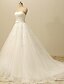 cheap Wedding Dresses-A-Line Wedding Dresses Sweetheart Neckline Court Train Lace Tulle Sleeveless with Appliques 2021