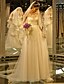 levne Svatební šaty-Svatební šaty Dlouhá vlečka A-Linie Bez rukávů Illusion Neckline Krajka S Korálky Aplikace 2023 Svatební šaty