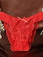 זול תחתוני נשים-נשים ג&#039;קארד חוטיני תחתונים סקסיים(פוליאסטר ניילון תחרה בז&#039; כחול כהה סגול פוקסיה אדום