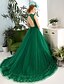 cheap Evening Dresses-Ball Gown Formal Evening Dress Jewel Neck Chapel Train Lace Satin Tulle with Lace Bow(s) Pearls 2020